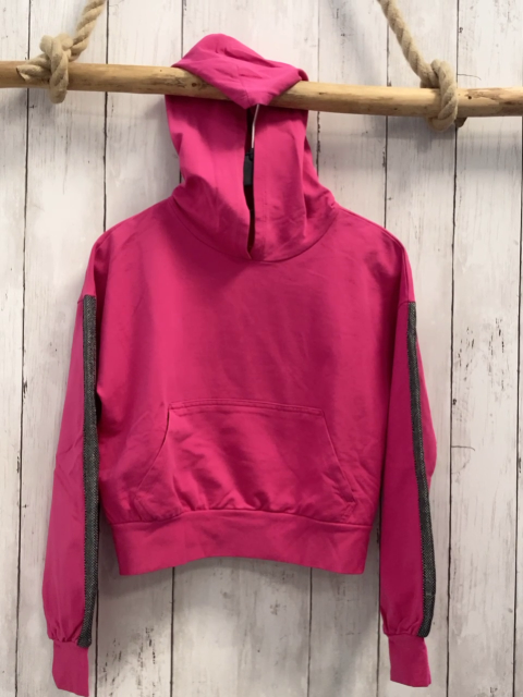 Benetton Langarmshirt  Gr. 146  pink Kapuze silber Gliztzerstreifen an den Ärmeln 