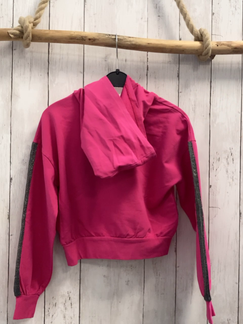 Benetton Langarmshirt  Gr. 146  pink Kapuze silber Gliztzerstreifen an den Ärmeln 