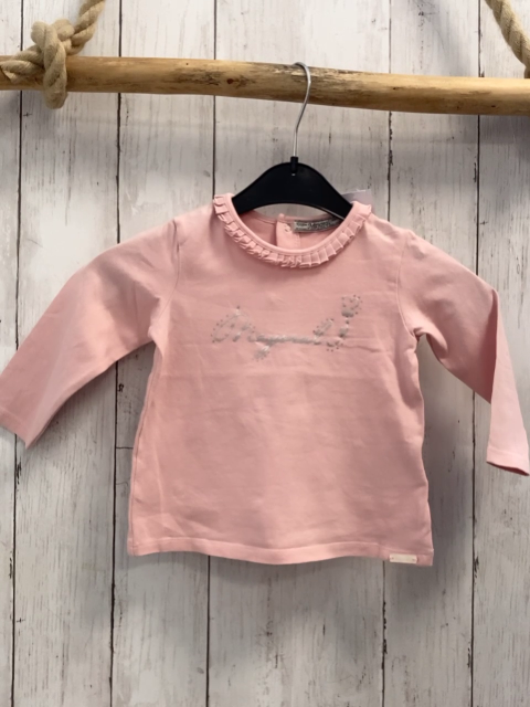 Mayoral  Langarmshirt  Gr. 80  rosa Rüschenkragen silber Schrift 