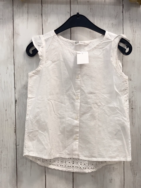 H&M  Sommerbluse  Gr. 110  weiß Rückseite mit Lochstickerei