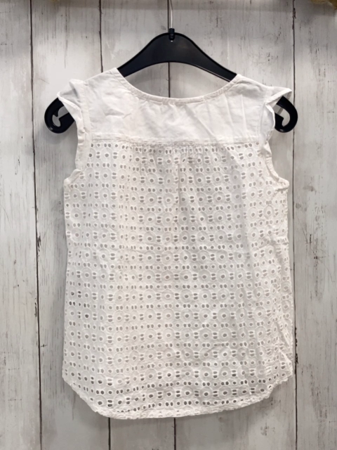 H&M  Sommerbluse  Gr. 110  weiß Rückseite mit Lochstickerei