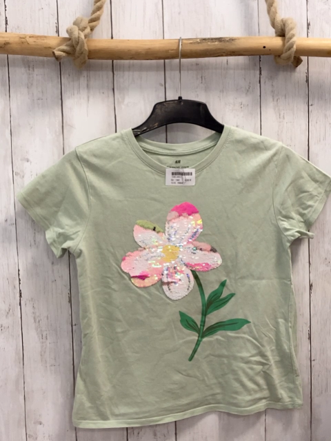 H&M  T-Shirt  Gr. 140  mint Pailettenblume 