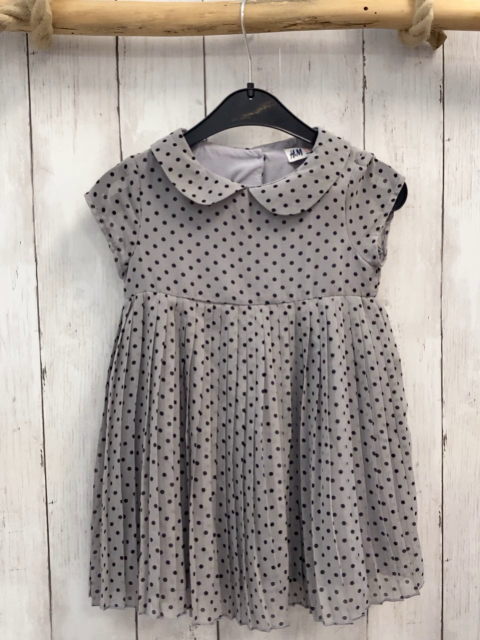 H&M Kleid  Gr. 98  hellgrau schwarze Punkte 