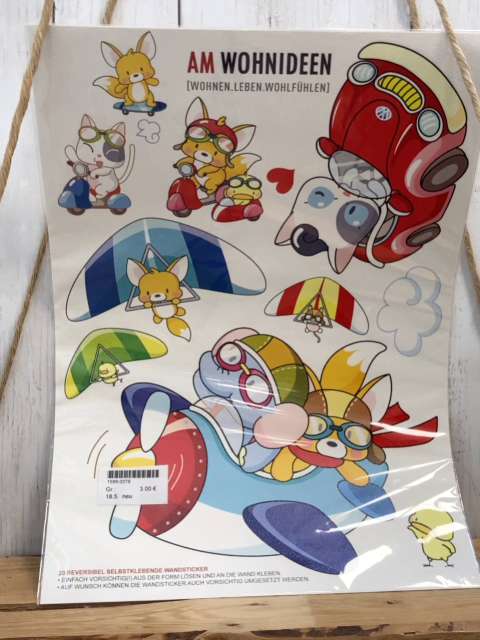 neu  Wandsticker  Tiere mit Spielzeug 