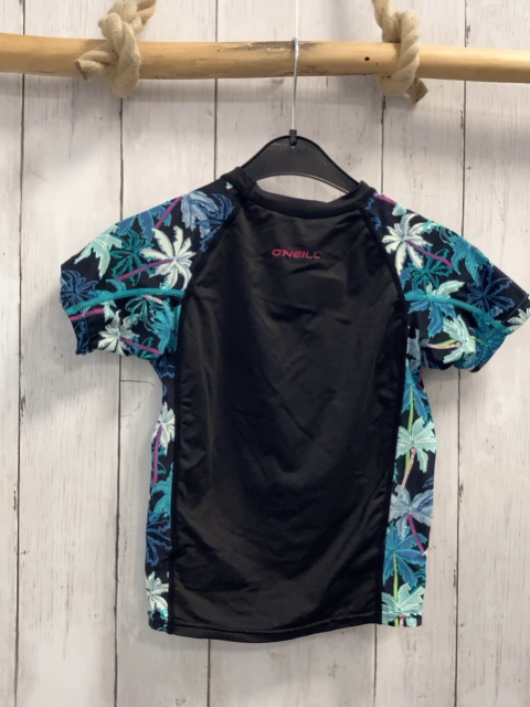O´Neill  UV-Schutzshirt  Gr. 128  schwarz bunte Blumen pink Schrift 