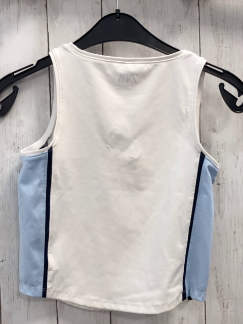 Zara  Sporttop  Gr. 152  weiß hellblau blaue Seitenstreifen 