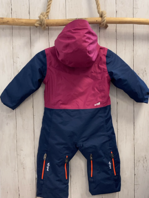 Decathlon  Winteroverall Gr. 92  pflaume blau orange Reißverschlüsse + Applikationen 