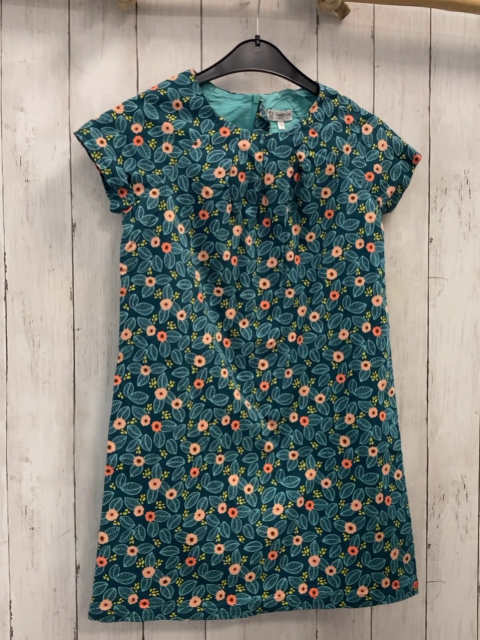   Kleid  Gr. 152  petrol mint Blätter rosa lachs Blumen 
