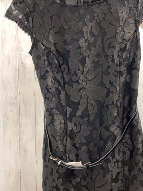 2tlg Esprit  Kleid + Gürtel  Gr. 34  schwarz dunkelgraue Stickerei 