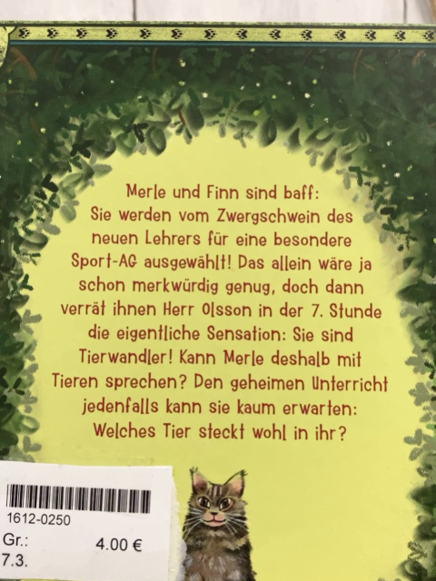 Buch Die Tierwandler : Unser Lehrer ist ein Elch