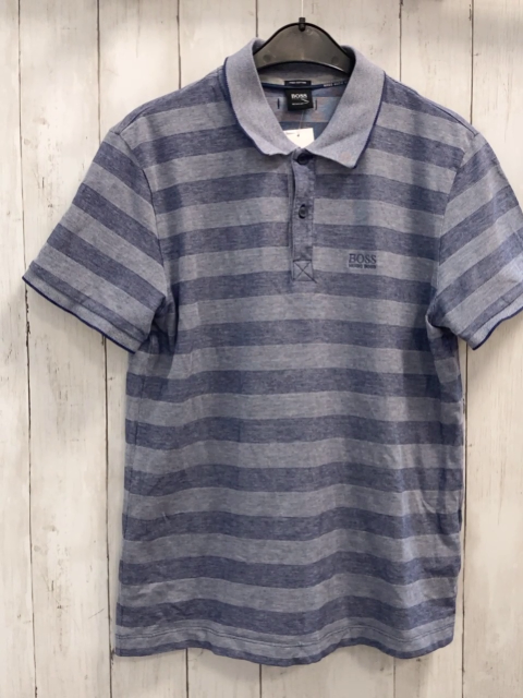Hugo Boss  Poloshirt  Gr. 164/170  blau graue Streifen 
