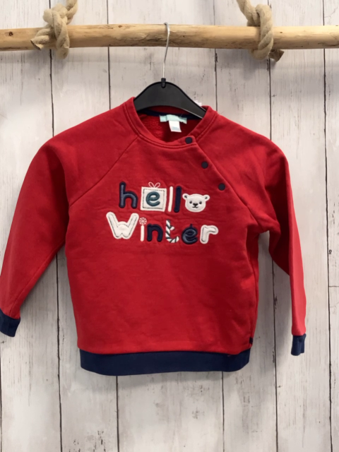 Obaibi Pullover Gr. 98  rot Buchstaben Tiere