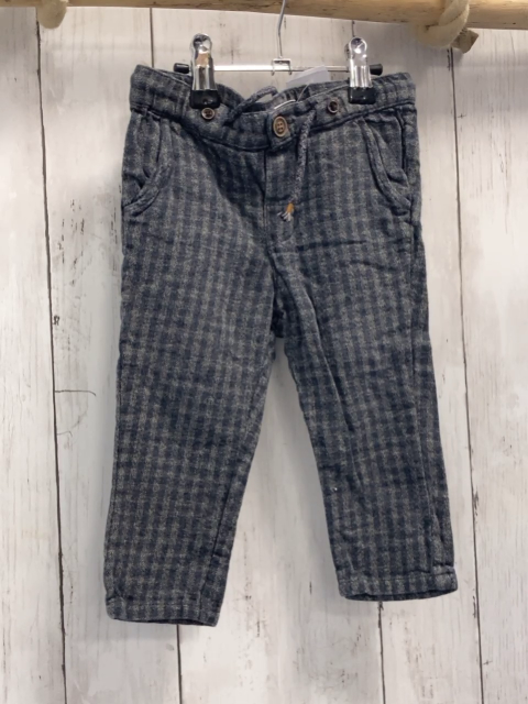 H&M Hose Gr. 80  grau beige kariert Kordel