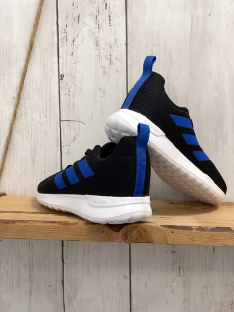 Adidas Schuhe Gr. 27  schwarz blaue Streifen weiße Sohle