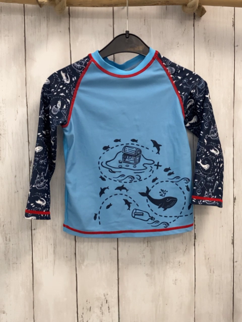  UV-Schutzshirt Gr. 98  hellblau dunkelblau Fische