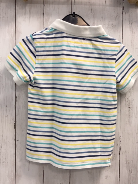 H&M T-Shirt Gr. 110  weiß bunte Streifen Kragen