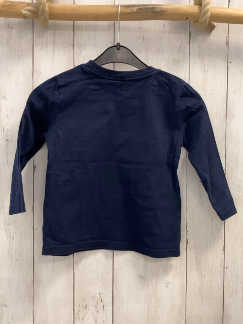  Langarmshirt Gr. 104  blau bunte Schrift