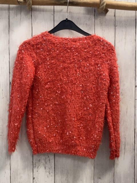 Name it  Pullover  Gr. 122  orange flusig Strick + rosa silber Punkte 