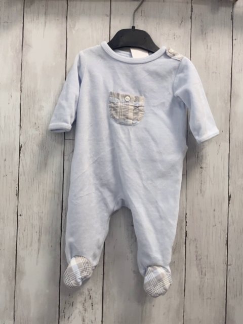 Jacadi  Strampler  Gr. 68  hellblau Nicky + karierte Brusttasche + Füße 