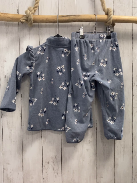 2tlg H&M  Fleecejacke + -leggings  Gr. 92  hellgrau Fleece Blumen 
