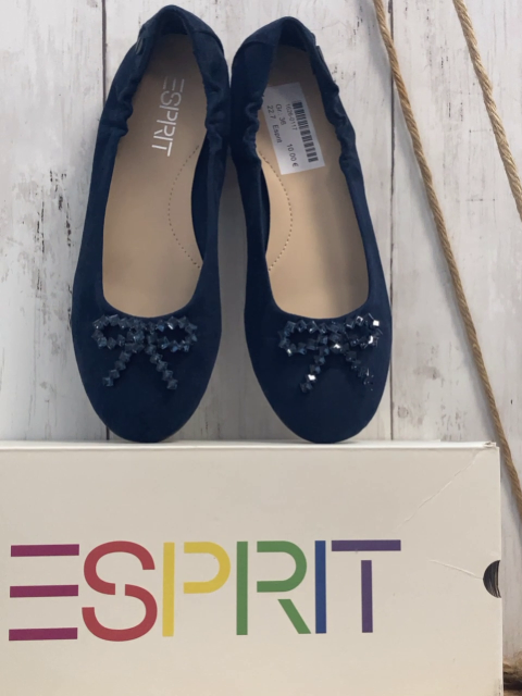 Esprit  Ballerinas Gr. 36  blau Schleife aus glänzenden Quadraten 