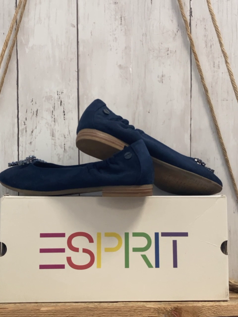 Esprit  Ballerinas Gr. 36  blau Schleife aus glänzenden Quadraten 