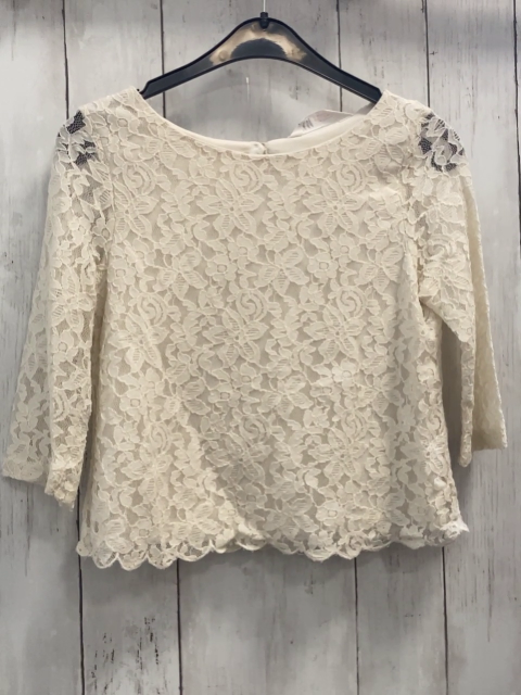 H&M  Bluse  Gr. 146  beige zweilagig Blumenstickerei