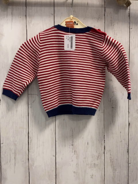   Pullover  Gr. 68  rot weiße Streifen blauer Bund Strick 
