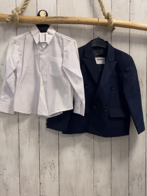 2tlg  Jacket + Hemd  Gr. 92  dunkelbau weiß 