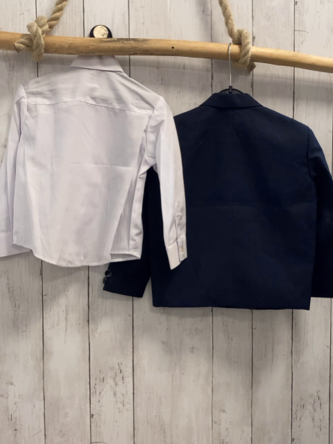 2tlg  Jacket + Hemd  Gr. 92  dunkelbau weiß 