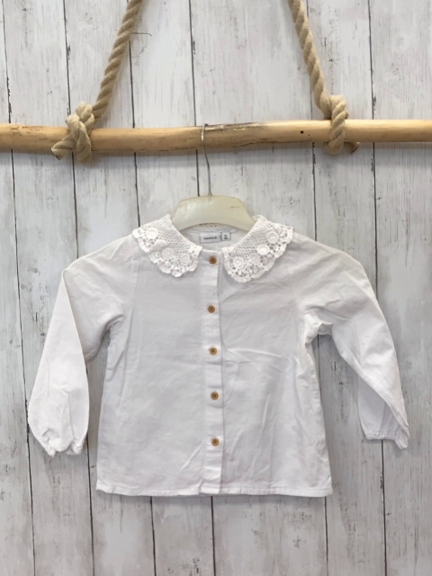 Name it  Bluse  Gr. 104  weiß großer Kragen mit Häkelei 