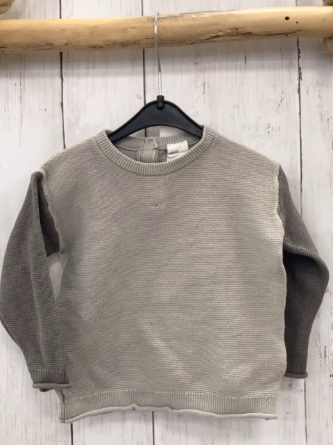 H&M Pullover  Gr. 74   hellgrau graue Ärmel Rippen 