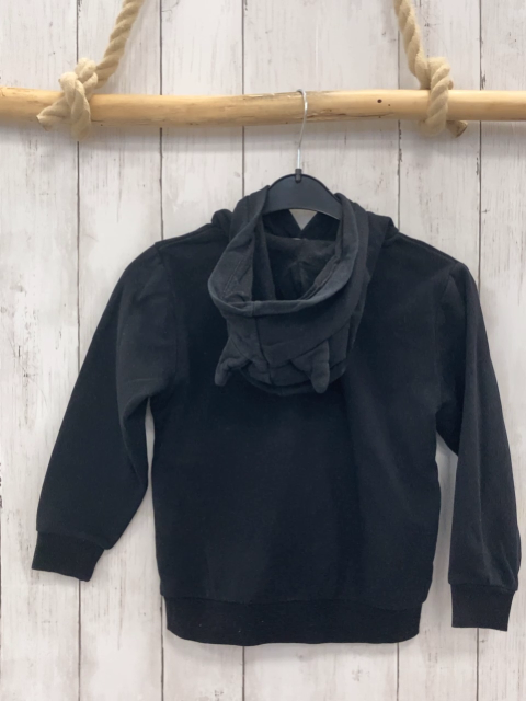 H&M  Pullover  Gr. 110  schwarz Kapuze gelber Druck Batman 