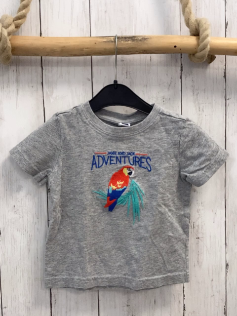 Janie & Jack  T-Shirt  Gr. 86  grau Papagei Schrift 