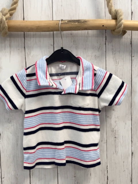 Janie & Jack  T-Shirt  Gr. 86  weiß blau rot hellblaue Streifen Frottee Karagen 