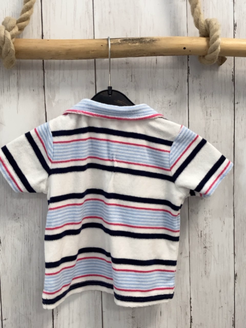 Janie & Jack  T-Shirt  Gr. 86  weiß blau rot hellblaue Streifen Frottee Karagen 