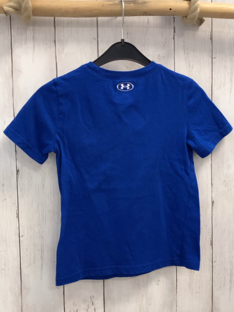 Under Armour  T-Shirt  Gr. 116  blau Wecker weiße Schrift 