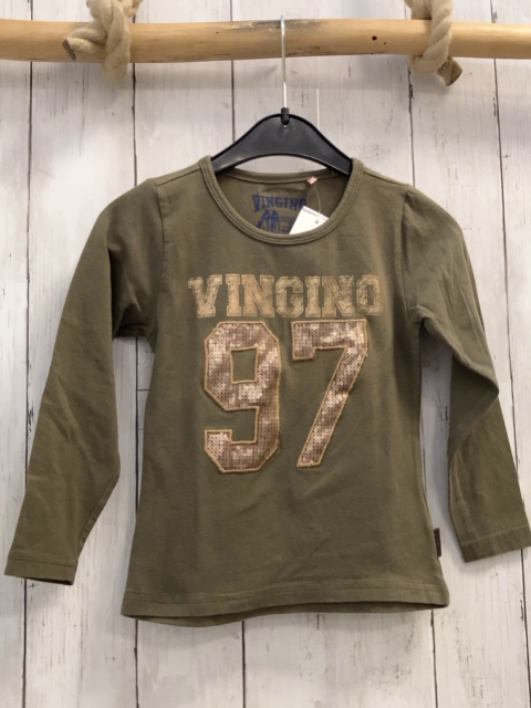 Vingino  Langarmshirt  Gr. 104  kiwi goldene + bronze Schrift mit Pailetten 