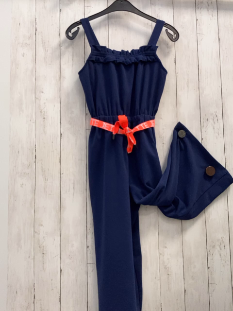 Staccato  Jumpsuit  Gr. 152  blau neonorange Gürtel mit Schrift 