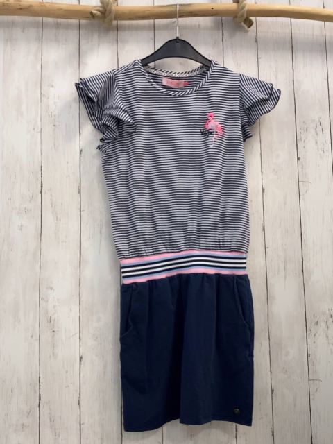 Vingino Keid  Gr. 152  blau weiß gestreiftes Oberteil pink Flamingo blauer Rock
