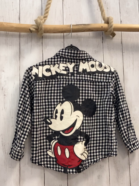 H&M  Hemd  Gr. 110  schwarz weiß kariert Micky Mouse 