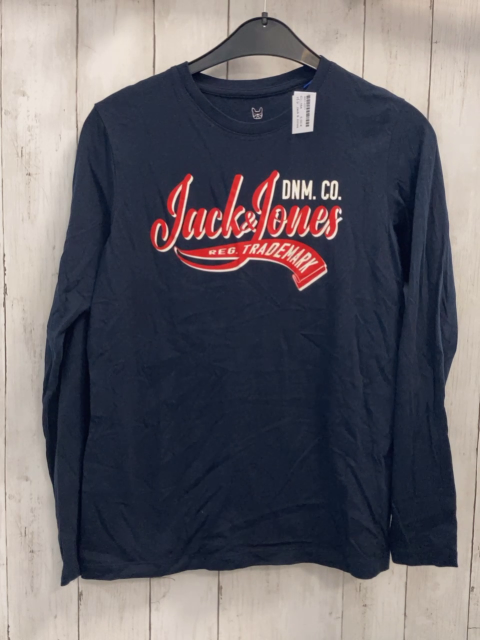 Jack & Jones Langarmshirt  Gr. 164  dunkelblau + rot weiße Schrift