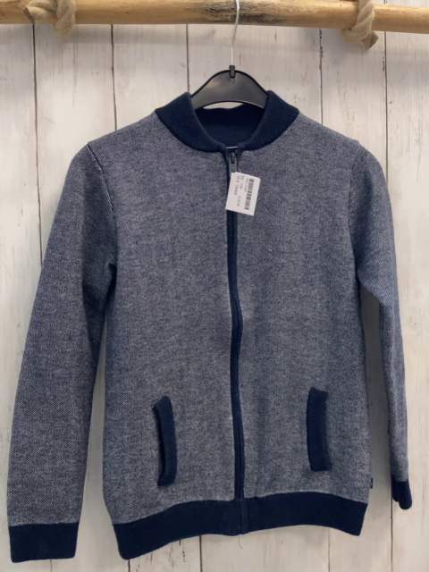 Okaidi  Strickjacke  Gr. 134  blau hellgrau meliert blauer Bund 