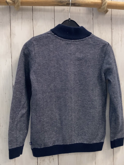Okaidi  Strickjacke  Gr. 134  blau hellgrau meliert blauer Bund 