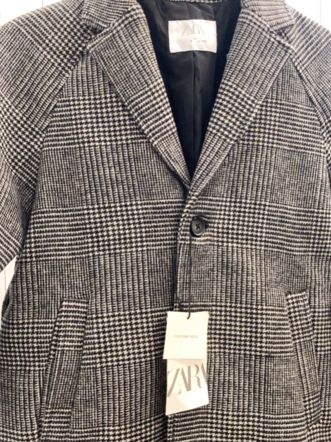 neu Zara  Mantel  Gr. 128  grau schwarz gemustert 