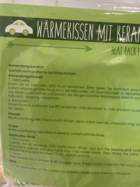 neu  Wärmkissen  Auto mit keraikfüllung 