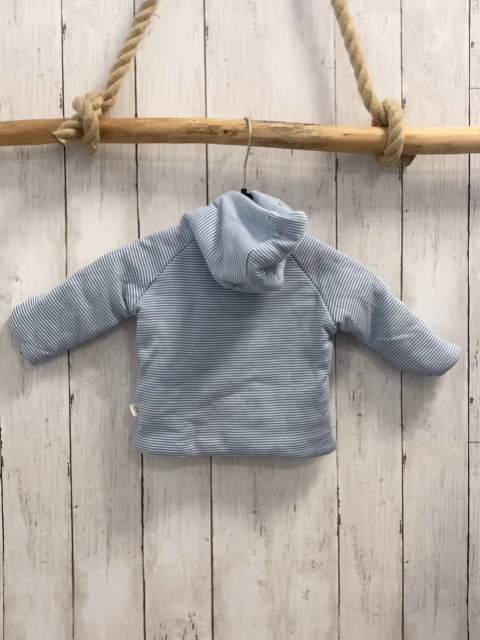 M&S  Pullover  Gr. 56  hellblau weiße Streifen Kapuze seitlich geknöpf 