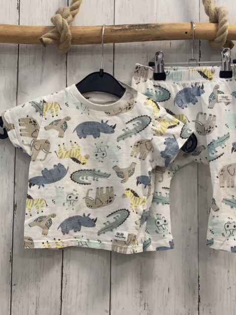 2tlg  T-Shirt + Leggings  Gr. 74  weiß bunte Wilde Tiere 