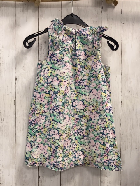 Jacadi  Kleid  Gr. 116  blau rosa weiß gelbe Blumen grün hellgrüne Blätter 