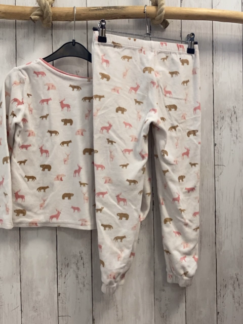 2tlg Okaidi  Schlafanzug  Gr. 116  weiß bunte Tiere rosa Bund Nicky 